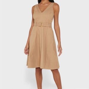 Banana Republic Belted A-Line Denim Dress in Tan